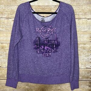 HARDROCK NEW YORK CITY LIMITED EDITION OFF THE SHOULDER PURPLE SWEATSHIRT LARGE